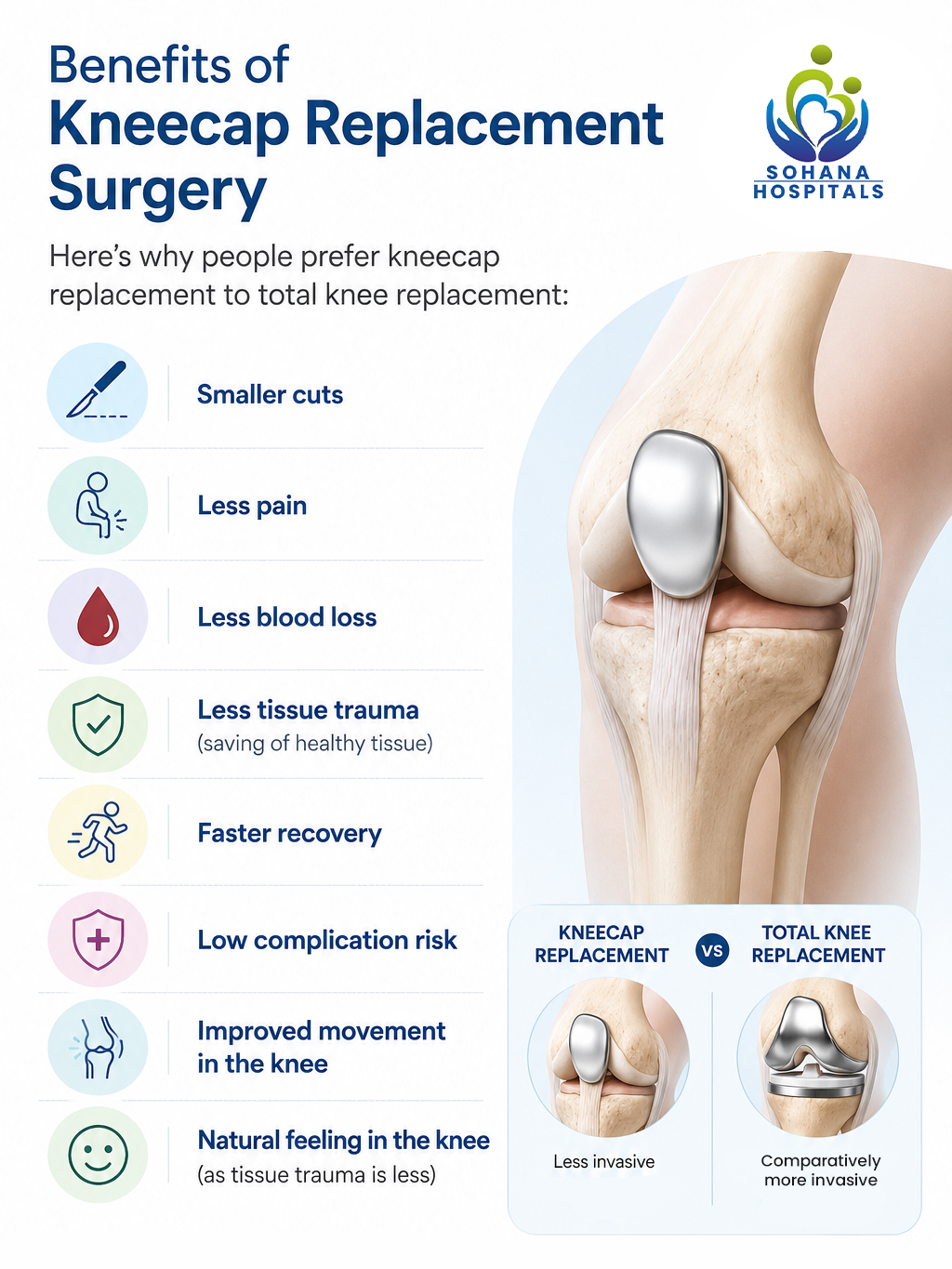 Advantages of kneecap replacement